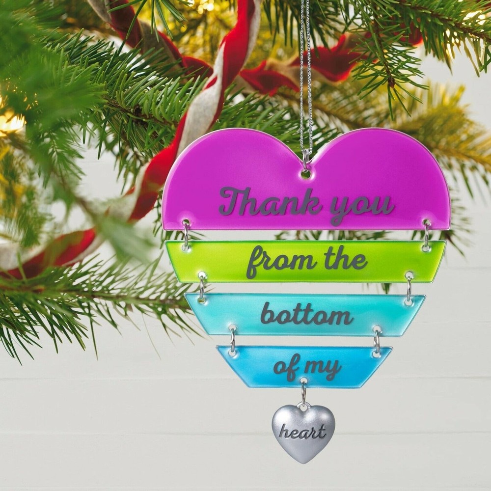 Hallmark Keepsake So Grateful Heart Metal Ornament Thank You Dangling Heart NEW